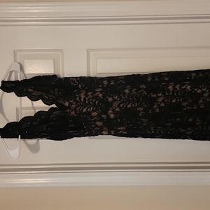 Candalite black lace dress with nude underlayment size Small